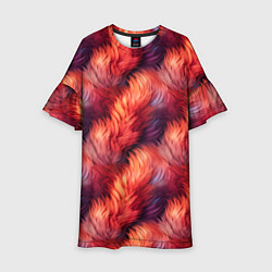 Платье клеш для девочки Красный мех паттерн, цвет: 3D-принт