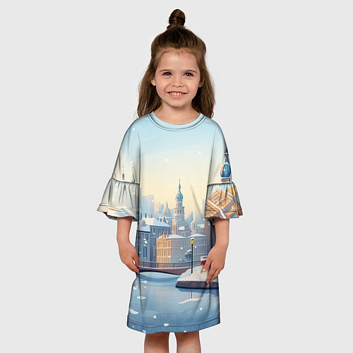 Детское платье Пейзаж новогодний / 3D-принт – фото 3