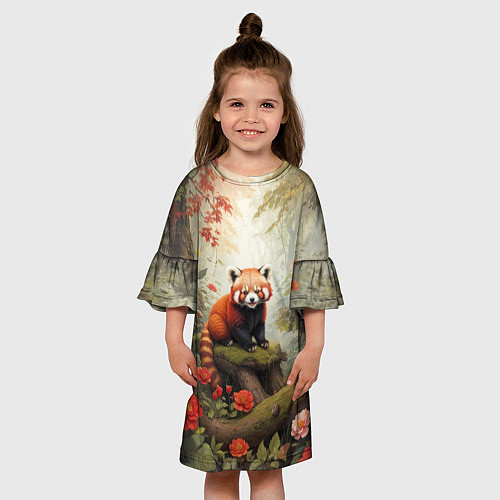 Детское платье Красная панда в лесу / 3D-принт – фото 3