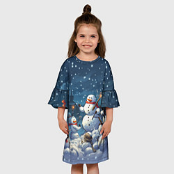 Платье клеш для девочки Снежный бой, цвет: 3D-принт — фото 2