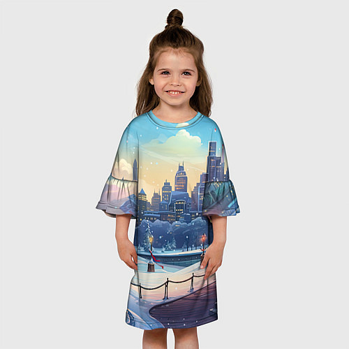 Детское платье Зимний большой город / 3D-принт – фото 3