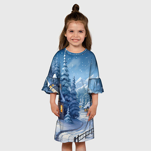 Детское платье Новогодний домик / 3D-принт – фото 3