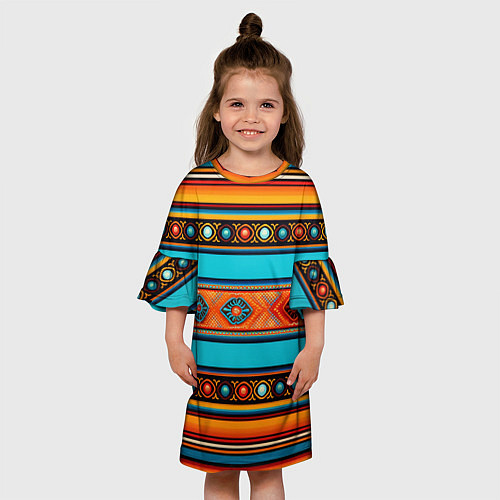 Детское платье Этнический принт в горизонтальную полоску / 3D-принт – фото 3