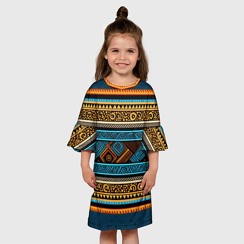Детское платье Этнический рисунок в горизонтальную полоску / 3D-принт – фото 3