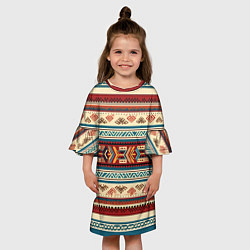 Платье клеш для девочки Этнический паттерн в горизонтальную полоску, цвет: 3D-принт — фото 2