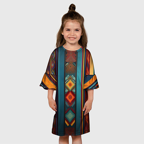 Детское платье Этнический орнамент в вертикальную полоску / 3D-принт – фото 3