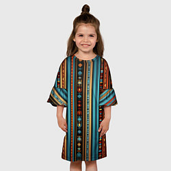 Платье клеш для девочки Этнический паттерн в вертикальную полоску, цвет: 3D-принт — фото 2