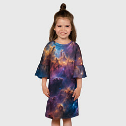 Платье клеш для девочки Космическая туманность, цвет: 3D-принт — фото 2