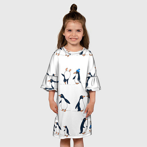 Детское платье Семейство пингвинов на прогулке / 3D-принт – фото 3