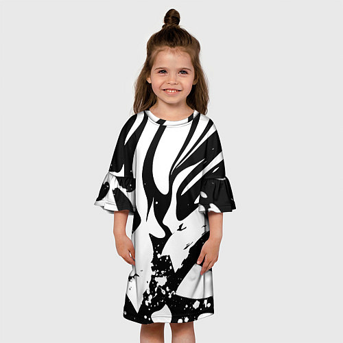 Детское платье Экспрессивная чб абстракция / 3D-принт – фото 3