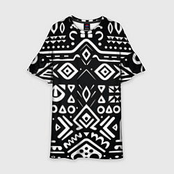 Платье клеш для девочки Черно-белый абстрактный паттерн, цвет: 3D-принт