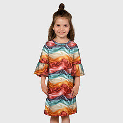 Платье клеш для девочки Разноцветные полосы текстура ткани, цвет: 3D-принт — фото 2
