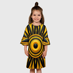 Платье клеш для девочки Желто-черный узор в африканском стиле, цвет: 3D-принт — фото 2