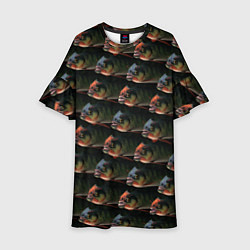 Платье клеш для девочки Зубастые рыбы, цвет: 3D-принт