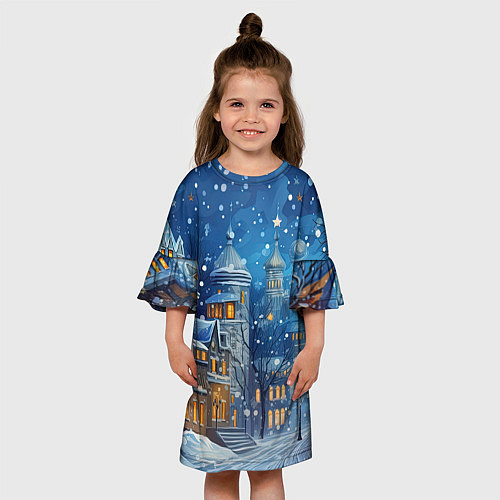 Детское платье Новогоднее настроение город / 3D-принт – фото 3