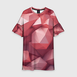 Платье клеш для девочки Розовые полигоны, цвет: 3D-принт