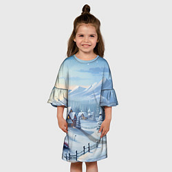 Платье клеш для девочки Зимнее настроение, цвет: 3D-принт — фото 2