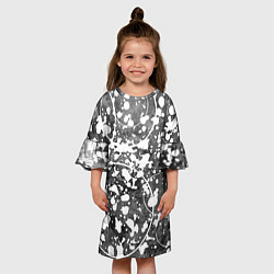 Платье клеш для девочки Абстракция - круги на сером, цвет: 3D-принт — фото 2