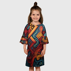 Платье клеш для девочки Абстрактный узор в этническом стиле, цвет: 3D-принт — фото 2