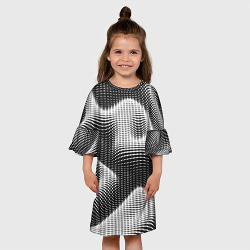 Детское платье Чёрно белый точечный абстрактный фон / 3D-принт – фото 3
