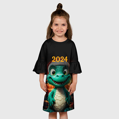 Детское платье Зеленый дракон 2024 / 3D-принт – фото 3