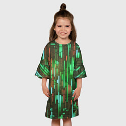 Платье клеш для девочки Неоновые полосы зелёные, цвет: 3D-принт — фото 2