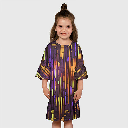 Детское платье Неоновые полосы жёлтые / 3D-принт – фото 3