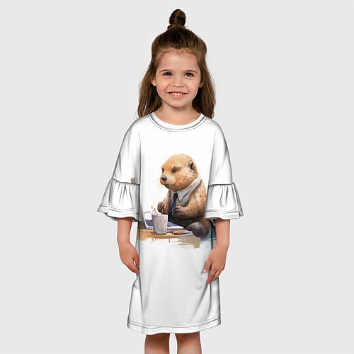 Детское платье Выдра за компьютером / 3D-принт – фото 3