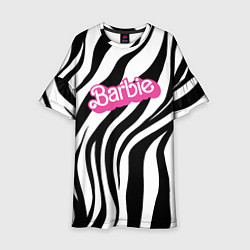 Платье клеш для девочки Ретро Барби - паттерн полосок зебры, цвет: 3D-принт