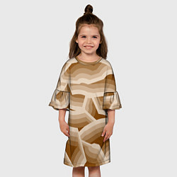 Платье клеш для девочки Кофейные линии, цвет: 3D-принт — фото 2