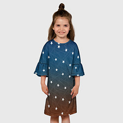 Платье клеш для девочки Звёзды на оранжевом закате, цвет: 3D-принт — фото 2