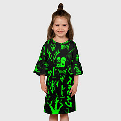Платье клеш для девочки Berserk neon green, цвет: 3D-принт — фото 2