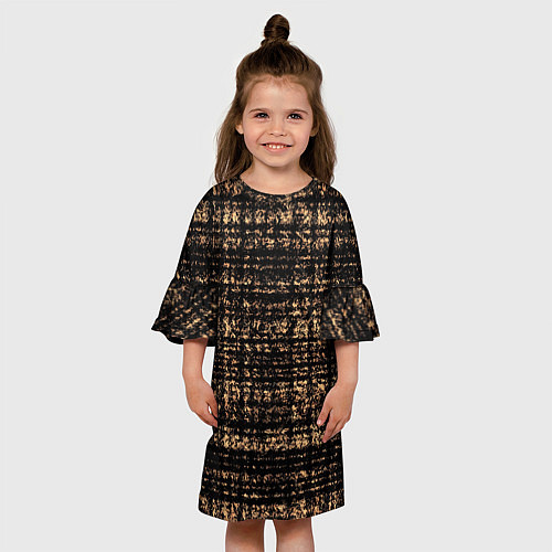 Детское платье Имитация ткани чёрно-бежевый / 3D-принт – фото 3