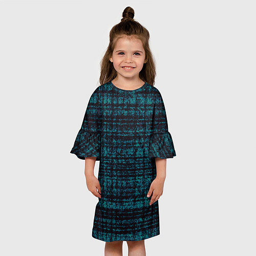 Детское платье Имитация ткани бирюзовый / 3D-принт – фото 3