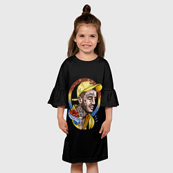 Платье клеш для девочки Lil Peep music, цвет: 3D-принт — фото 2