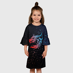 Платье клеш для девочки Дракон млечный путь, цвет: 3D-принт — фото 2