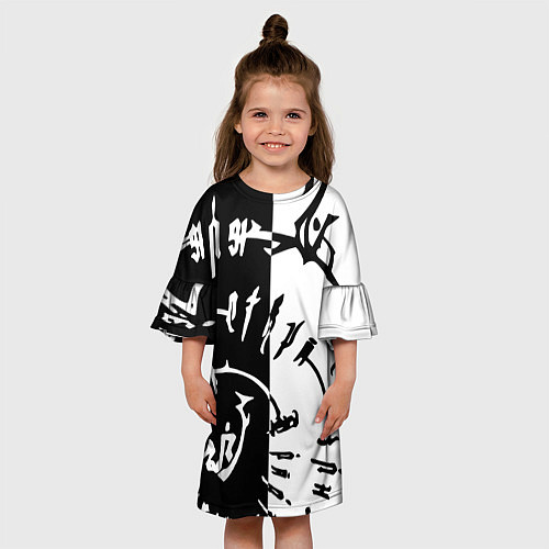 Детское платье Астарион - знак на спине чб / 3D-принт – фото 3