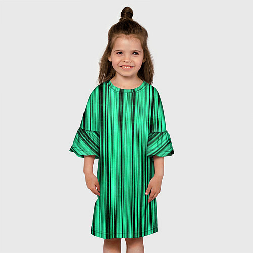 Детское платье Абстракция полосы зелёные / 3D-принт – фото 3