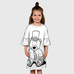 Платье клеш для девочки Игрушечный мишка - лепрекон в шляпе - раскраска, цвет: 3D-принт — фото 2