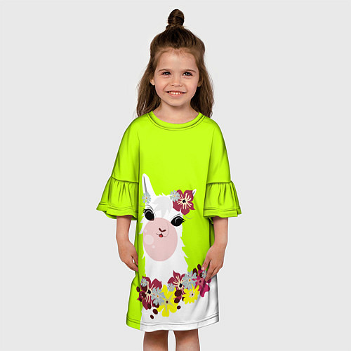 Детское платье Лама - альпака в венке / 3D-принт – фото 3
