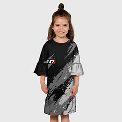 Платье клеш для девочки N7 - mass effect monochrome, цвет: 3D-принт — фото 2