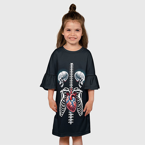 Детское платье Два сросшихся скелета и сердце / 3D-принт – фото 3
