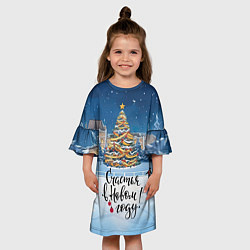 Платье клеш для девочки Счастья в новом году, цвет: 3D-принт — фото 2