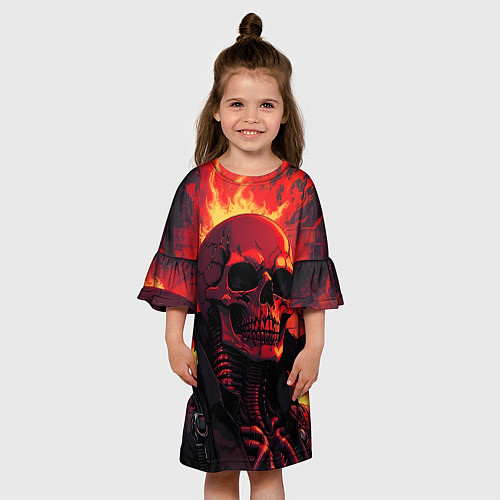 Детское платье Череп в огне / 3D-принт – фото 3