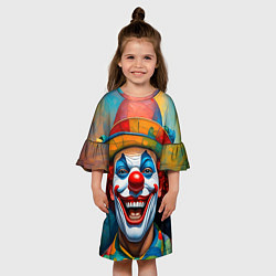 Платье клеш для девочки Нейросеть - Хэллоуин безумный клоун, цвет: 3D-принт — фото 2