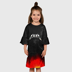 Платье клеш для девочки Анна в стиле Металлика - искры и огонь, цвет: 3D-принт — фото 2