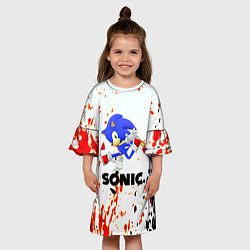 Платье клеш для девочки Sonic краски абстрактные, цвет: 3D-принт — фото 2