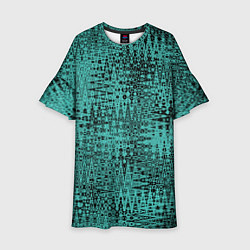 Платье клеш для девочки Абстракция сине-зелёный, цвет: 3D-принт
