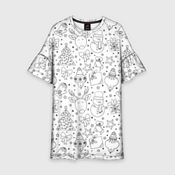 Детское платье Черно-белый новогодний патерн