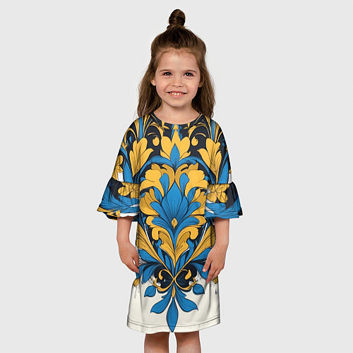 Детское платье Желто-синий букет / 3D-принт – фото 3